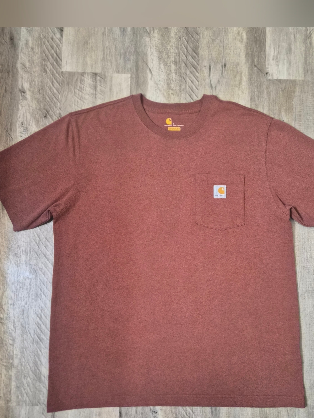 Carhartt Pocket Tee Mens Large Original Fit Brown Orange Workwear T Shirt
